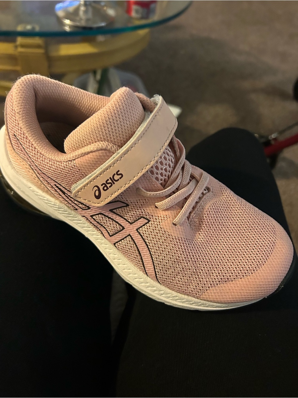 Asics Youth Pink Mesh Velcro Athletic Sneakers